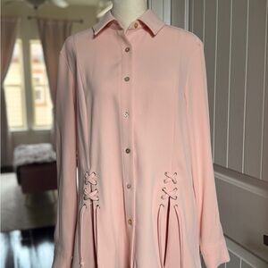 MarlaWynne Pale Pink Lace-Up Button-Down Shirt